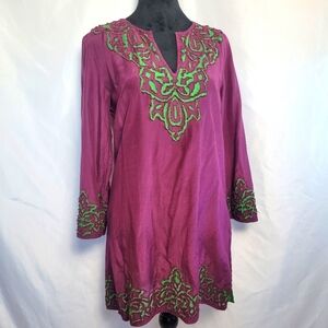 Kas New York Kurta Tunic Silk Blend Long Sleeve Size M